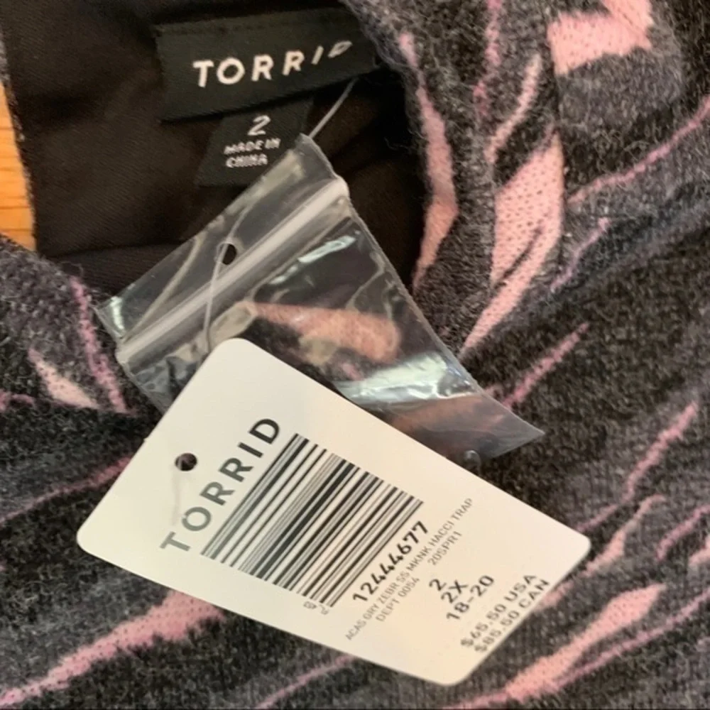 NWT Torrid size 2 pink and gray zebra dress